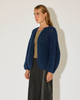 Chunky Alpaca Pearl Pattern Bomber Cardigan In Denim - Romantiques