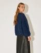 Chunky Alpaca Pearl Pattern Bomber Cardigan In Denim - Romantiques
