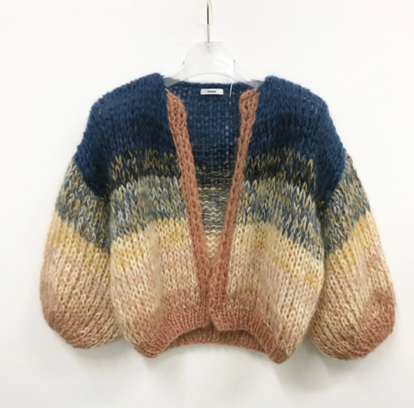 Mohair Gradient Bomber Cardigan Mustard-Denim - Romantiques