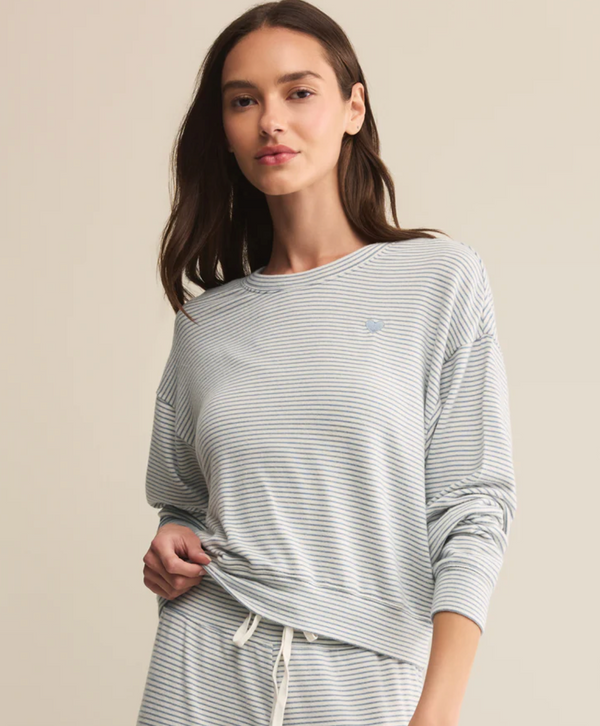 Bisou Stripe Long Sleeve in Light Denim - Romantiques