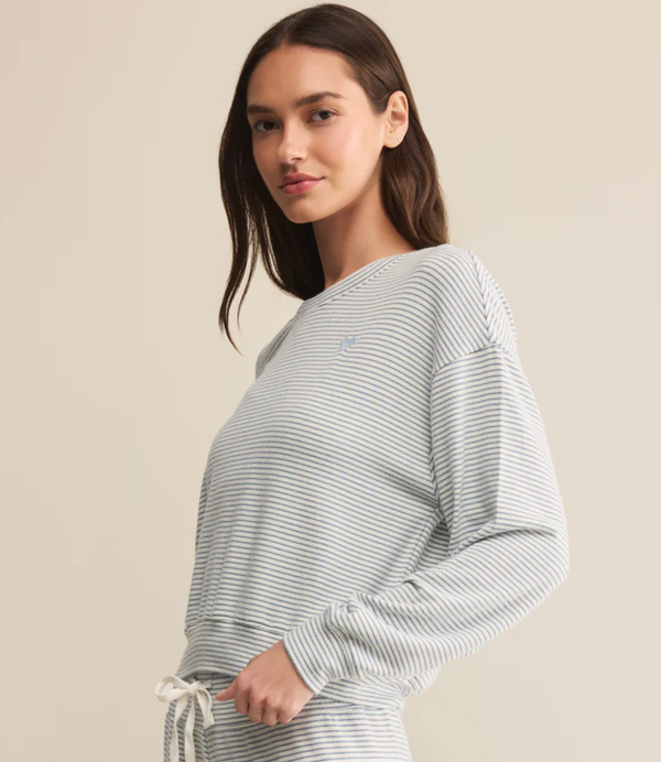 Bisou Stripe Long Sleeve in Light Denim - Romantiques