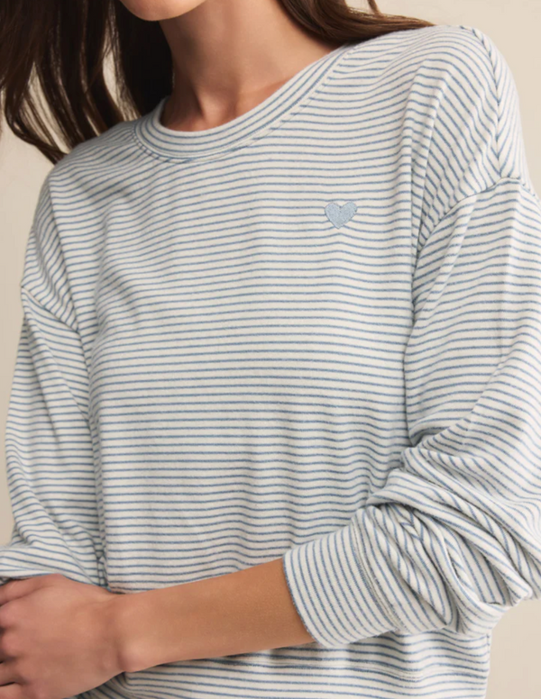 Bisou Stripe Long Sleeve in Light Denim - Romantiques
