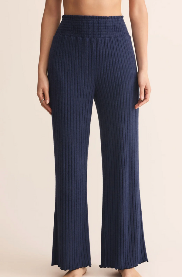 Dawn Smocked Rib Pant in Blue Sapphire - Romantiques
