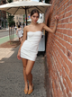 Abigail Strapless Mini Dress in White - Romantiques