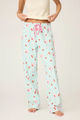 Ma Cherie Cherry Print Flannel Pants in Light Mint - Romantiques