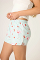 Ma Cherie Cherry Print Flannel Shorts in Light Mint - Romantiques