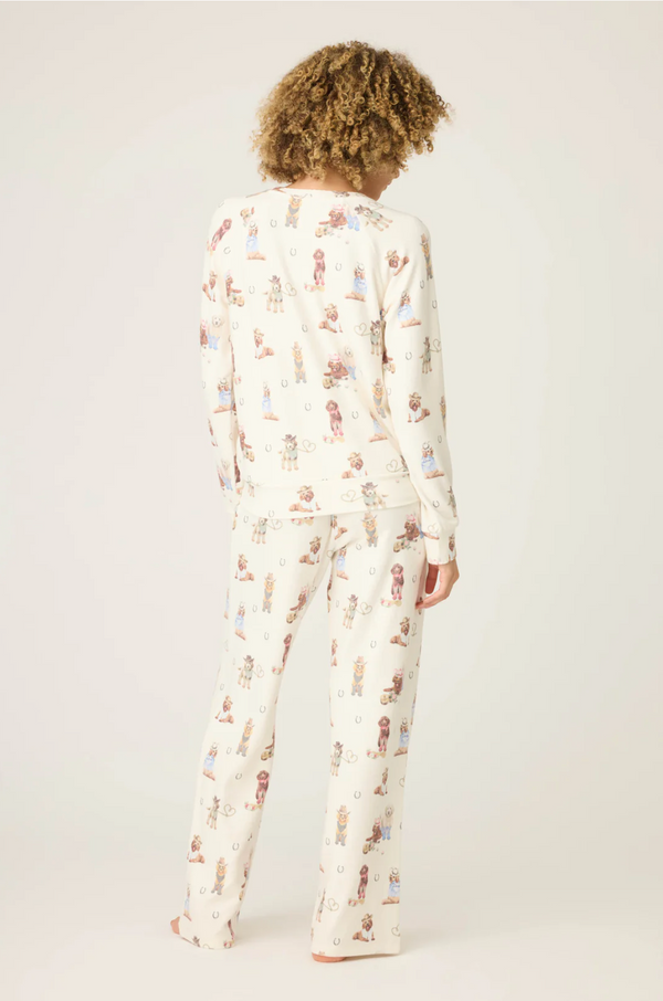 Ruff On The Range Dog Print PJ Set in Natural - Romantiques
