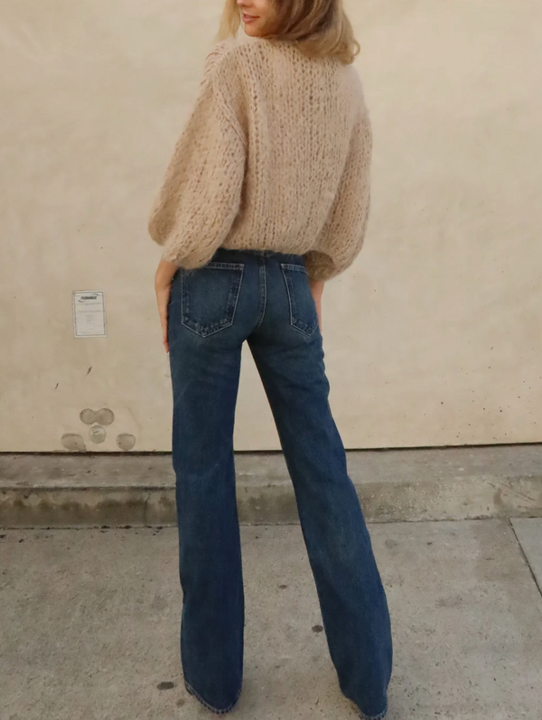 Shaggy Alpaca Bomber Cardigan In Beige - Romantiques