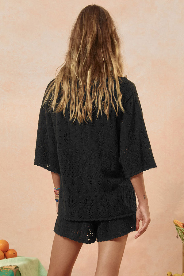 Rhodes Knit Shirt in Onyx - Romantiques
