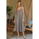 Italian Linen Spaghetti Strap Maxi Slip Dress in Mocha - Romantiques