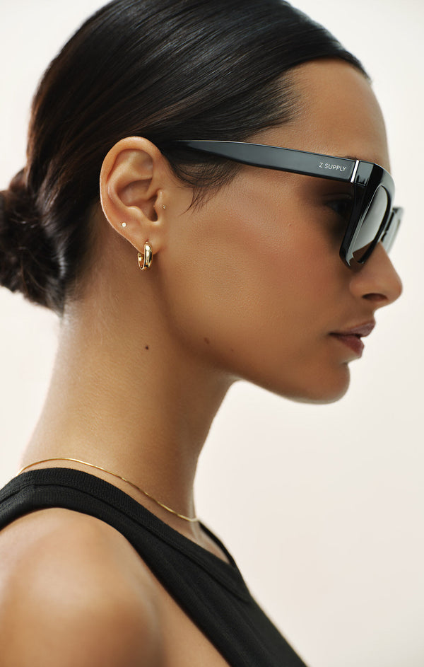 Hideaway Polarized Sunglasses in Polished Black-Grey - Romantiques