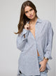 Linen Voile Favorite Shirt in Navy Stripes - Romantiques