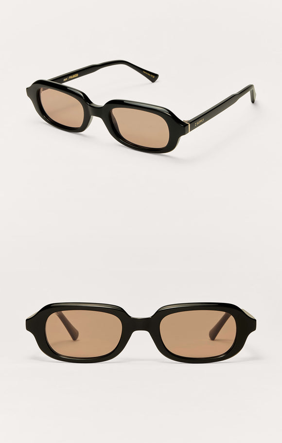 Myst Polished Polarized Sunglasses in Black-Rust - Romantiques