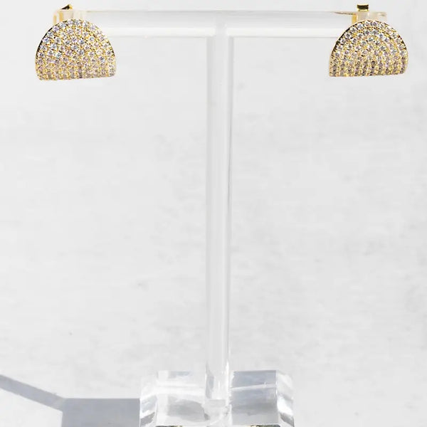 Cubic Zirconia Arc Studs in 14k Gold Vermeil - Romantiques