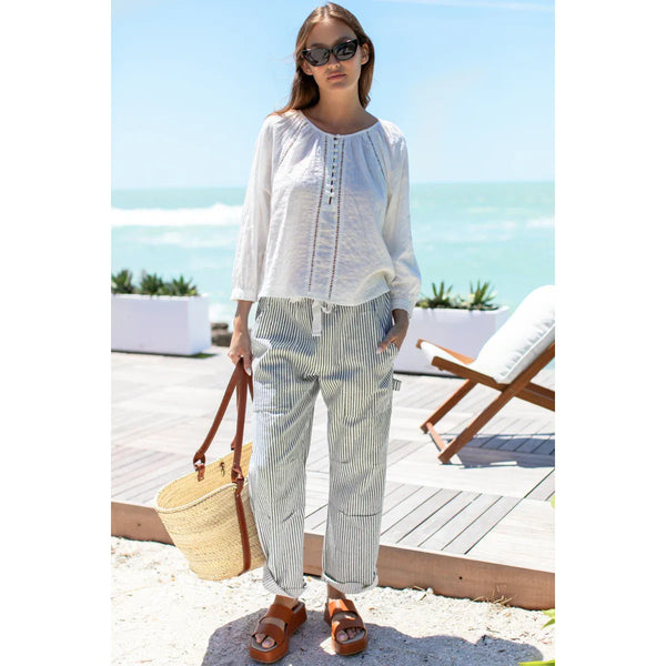 Emerson Fry Cargo Pant in Moss Stripe - Romantiques