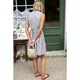 Indi Tier Short Dress in Aradonis Stripe Storm Grey - Romantiques