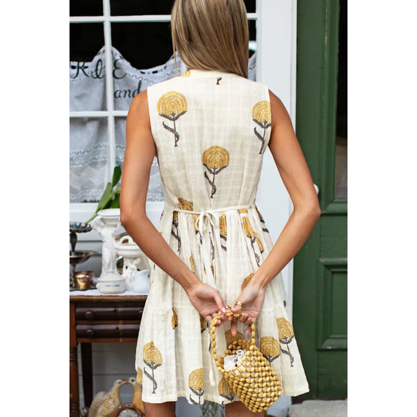 Emerson Fry Indi Tier Short Dress in Marigold Flowers - Romantiques