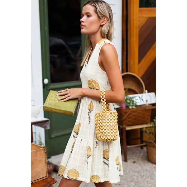 Emerson Fry Indi Tier Short Dress in Marigold Flowers - Romantiques