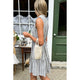 Indi Tier Short Dress in Aradonis Stripe Storm Grey - Romantiques