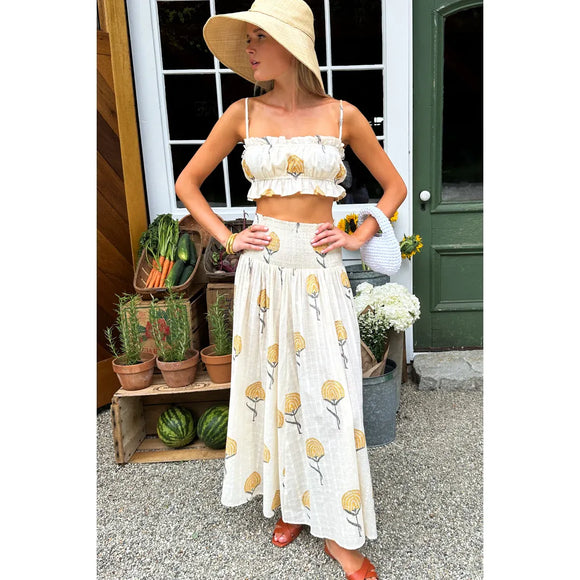 Vacation Fan Flowers Top in Marigold - Romantiques