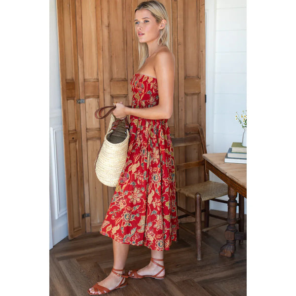Smocked Maxi Skirt in Pompeian Blooms - Romantiques