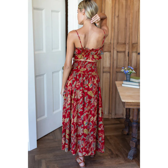 Smocked Maxi Skirt in Pompeian Blooms - Romantiques