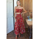 Smocked Maxi Skirt in Pompeian Blooms - Romantiques