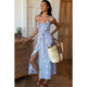 India Button Front Sundress in Etoile Vine Indigo - Romantiques