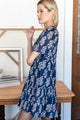 Isla Pressed Poppies Dress in Indigo Blue - Romantiques