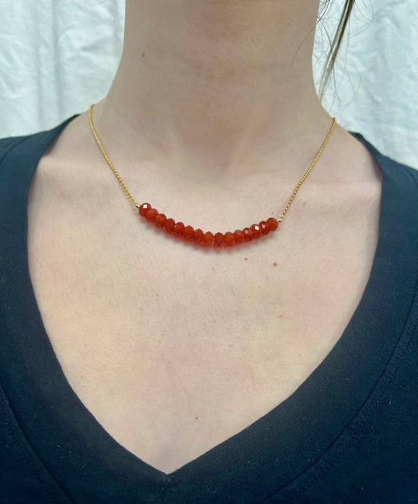 April Martin Beaded Necklace on 14k Gold Plated Chain - Romantiques