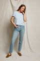 Perfect White Tee - Harley Cotton Boxy Crew Tee in Powder Blue - Romantiques