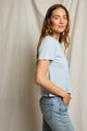 Perfect White Tee - Harley Cotton Boxy Crew Tee in Powder Blue - Romantiques