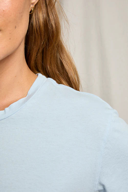 Perfect White Tee - Harley Cotton Boxy Crew Tee in Powder Blue - Romantiques