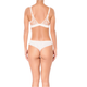 light pink lace lingerie set on a white background