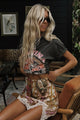 Lovers & Dreamers Lace Mini Skirt in Champagne Peach - Romantiques
