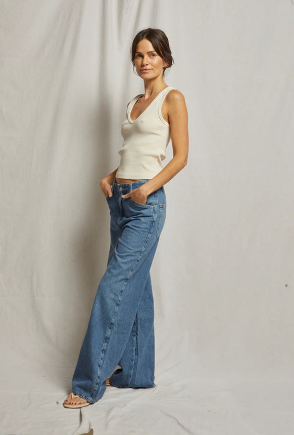 Perfect White Tee Maria Structured Rib V-Neck Tank - Romantiques