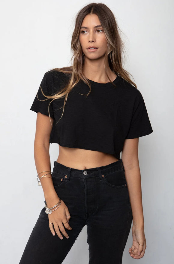 Stillwater Boyfriend Crop Tee in Black - Romantiques