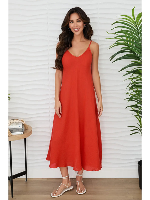 Claire Maxi Linen Slip Dress - Romantiques