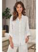 Marla Linen Long Sleeve Button Down Shirt in White - Romantiques
