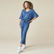 Dream Jersey Relaxed V-Neck with Capri Lounge Set in Indigo - Romantiques