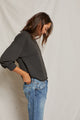 Niall French Terry 3/4 Sleeve Crewneck Sweatshirt in Vintage Black - Romantiques
