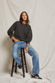 Niall French Terry 3/4 Sleeve Crewneck Sweatshirt in Vintage Black - Romantiques