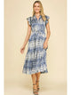 Print Tiered Midi Dress in Dusty Navy - Romantiques
