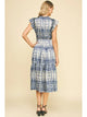 Print Tiered Midi Dress in Dusty Navy - Romantiques