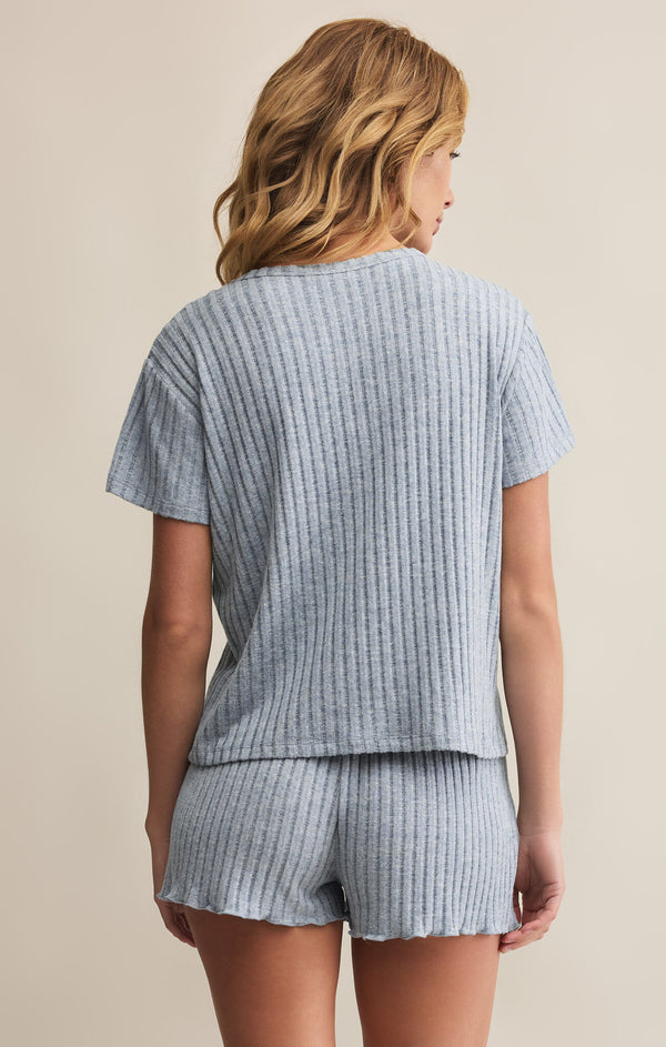 Kara Rib Tee in Light Denim - Romantiques