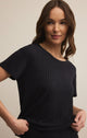 Kara Rib Tee in Black Sand - Romantiques