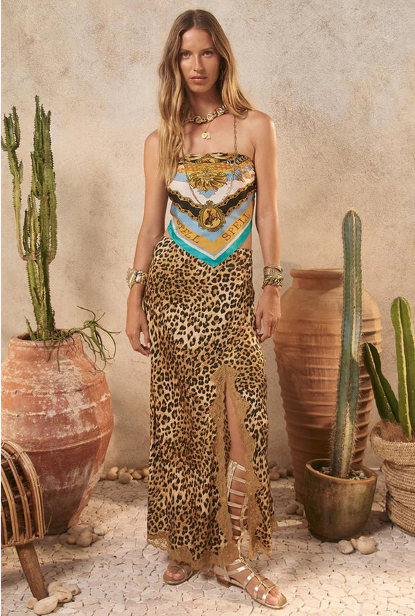 Samantha Bias Skirt- Vintage Leopard - Romantiques