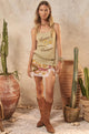 Lovers & Dreamers Lace Mini Skirt in Champagne Peach - Romantiques