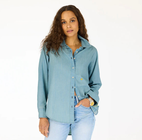 Mia LOVE Shirt in Chambray Blue - Romantiques