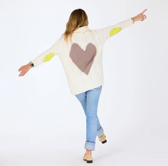 Shawl Collar Helen Imperfect Heart Cardigan in Natural - Romantiques